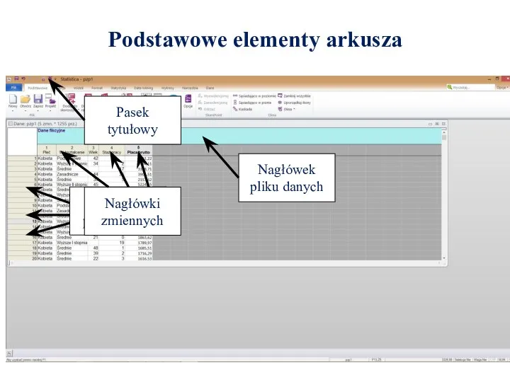 Podstawowe elementy arkusza