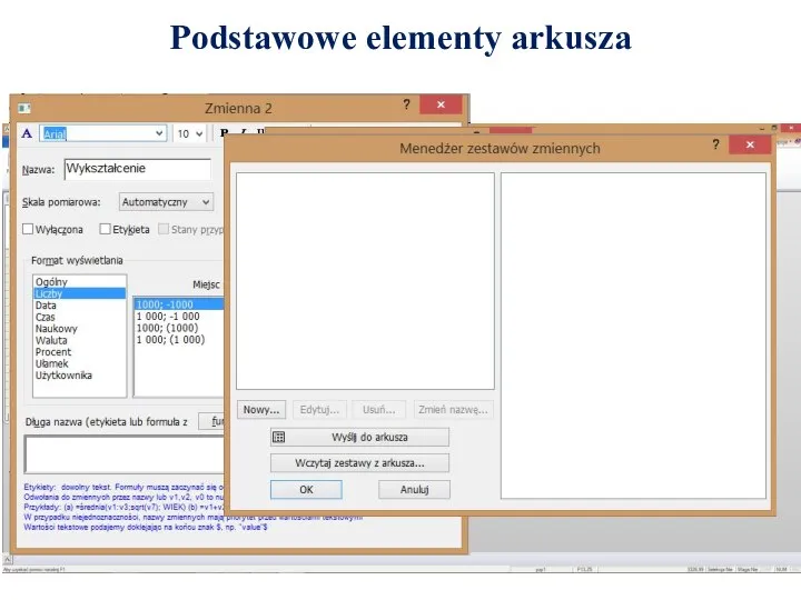 Podstawowe elementy arkusza