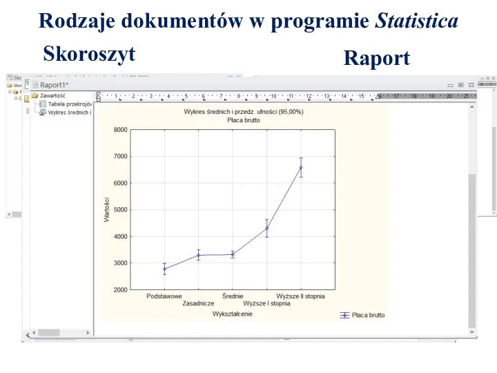 Rodzaje dokumentów w programie Statistica Raport Skoroszyt