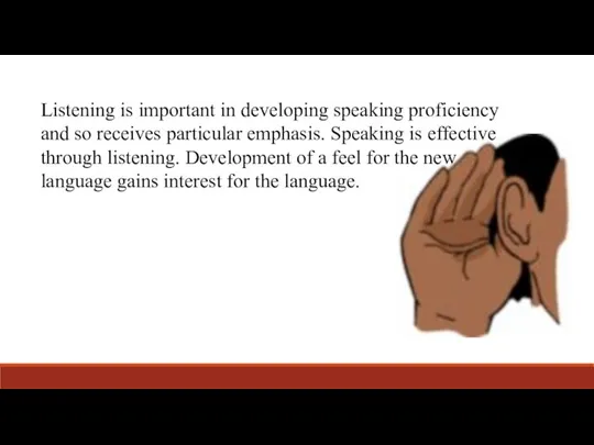 Listening is important in developing speaking proficiency and so receives particular