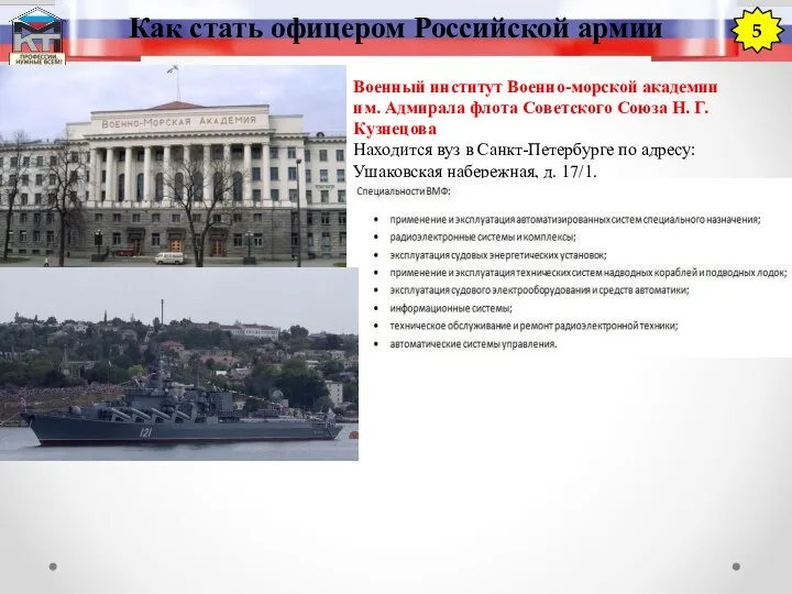 Как стать офицером Российской армии 5 Военный институт Военно-морской академии им.