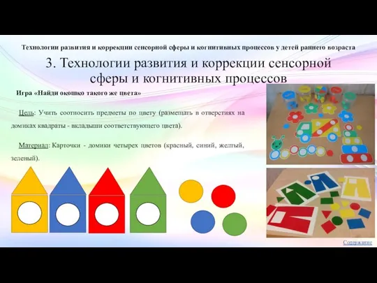 3. Технологии развития и коррекции сенсорной сферы и когнитивных процессов Игра