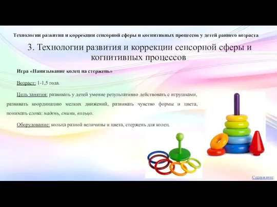 3. Технологии развития и коррекции сенсорной сферы и когнитивных процессов Технологии