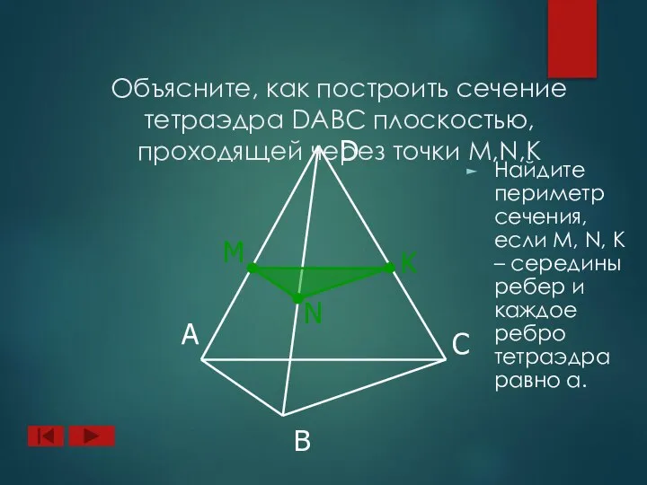 А B D C N M K Объясните, как построить сечение