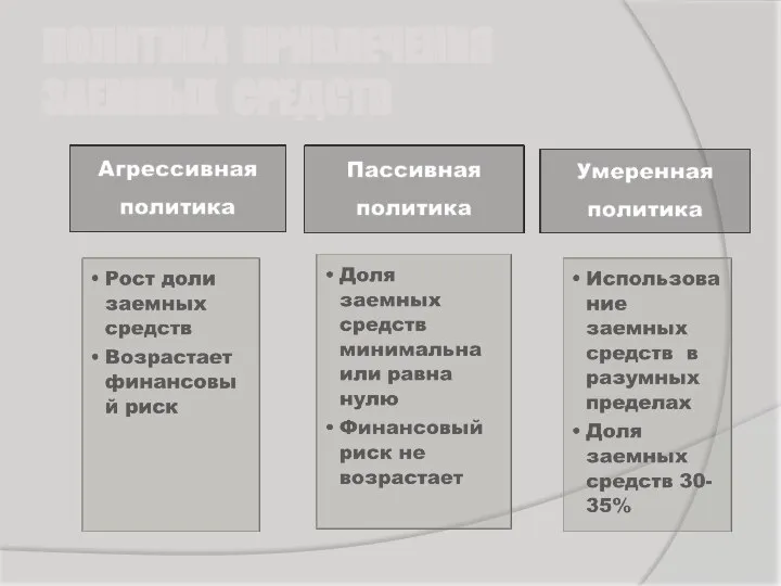 ПОЛИТИКА ПРИВЛЕЧЕНИЯ ЗАЕМНЫХ СРЕДСТВ