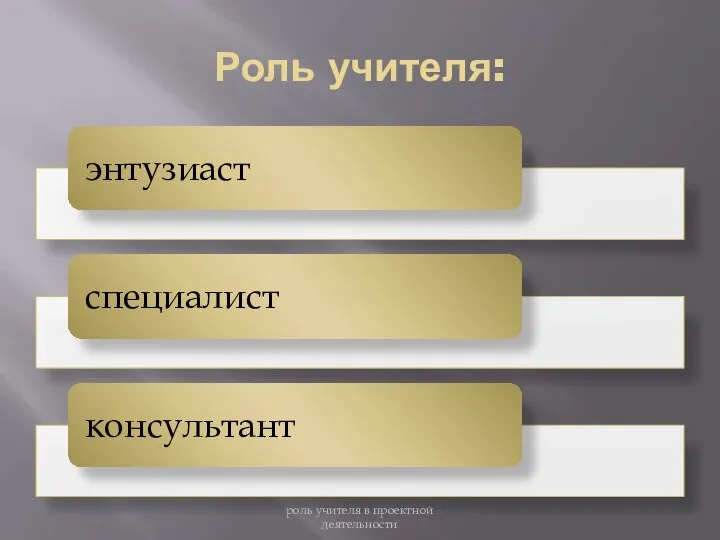 Роль учителя: роль учителя в проектной деятельности