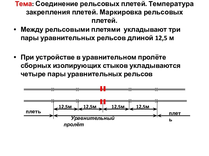 Тема: Соединение рельсовых плетей. Температура закрепления плетей. Маркировка рельсовых плетей. Между