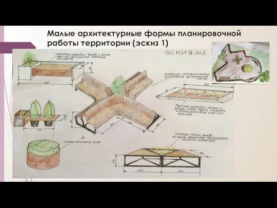 Малые архитектурные формы планировочной работы территории (эскиз 1)