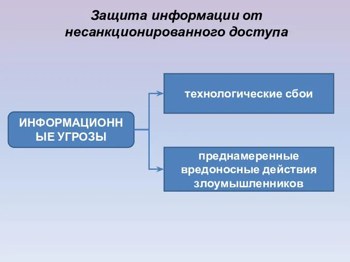 Защита информации от несанкционированного доступа ИНФОРМАЦИОННЫЕ УГРОЗЫ