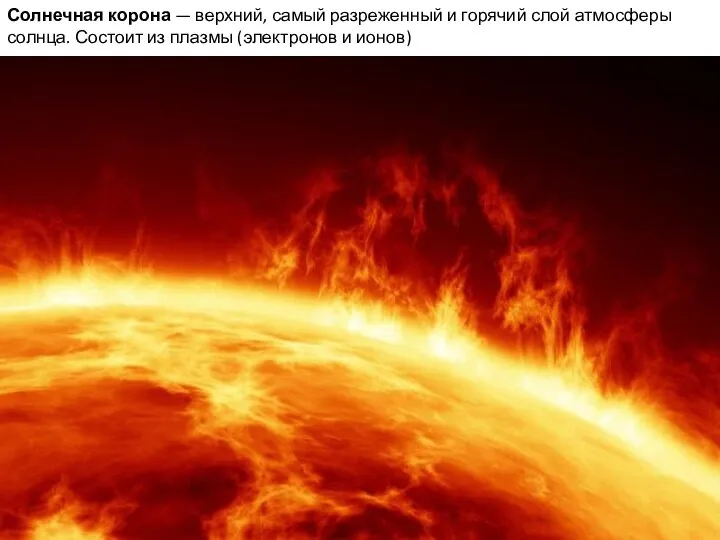 Солнечная корона — верхний, самый разреженный и горячий слой атмосферы солнца.