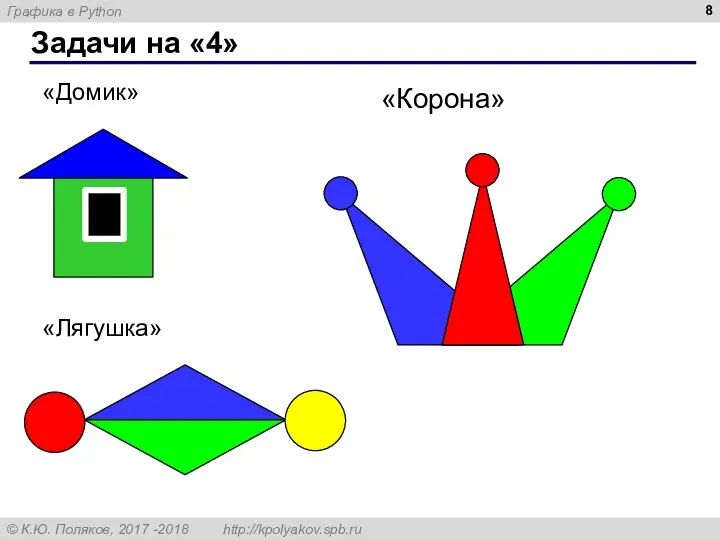 Задачи на «4» «Домик» «Лягушка» «Корона»