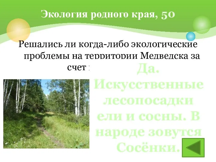 Решались ли когда-либо экологические проблемы на территории Медведска за счет посадки