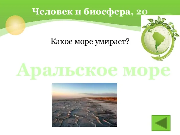 Какое море умирает? Человек и биосфера, 20 Аральское море