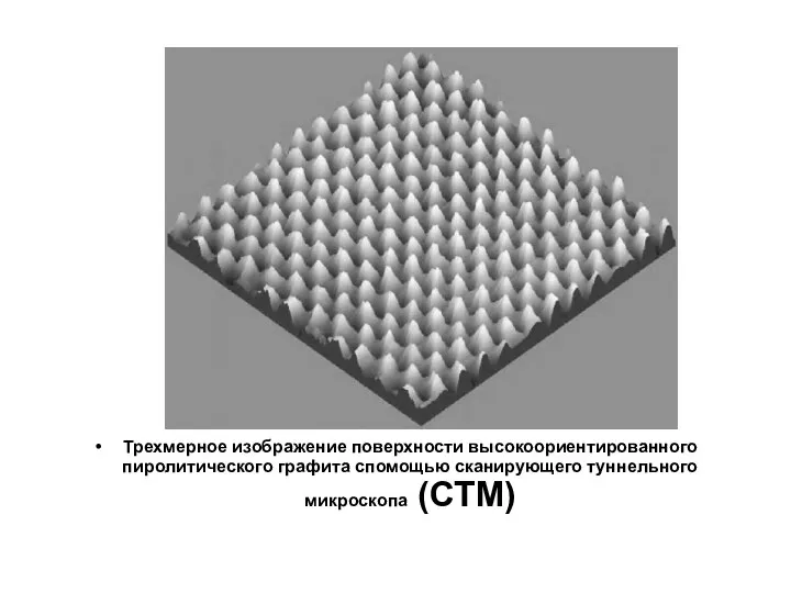 Трехмерное изображение поверхности высокоориентированного пиролитического графита спомощью сканирующего туннельного микроскопа (СТМ)