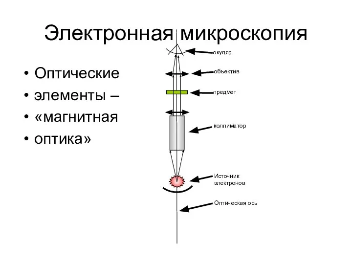 Электронная микроскопия Оптические элементы – «магнитная оптика»