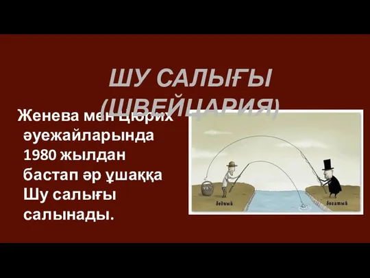 Женева мен Цюрих әуежайларында 1980 жылдан бастап әр ұшаққа Шу салығы салынады. ШУ САЛЫҒЫ (ШВЕЙЦАРИЯ)