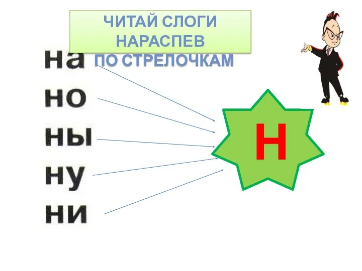 Н ЧИТАЙ СЛОГИ НАРАСПЕВ ПО СТРЕЛОЧКАМ