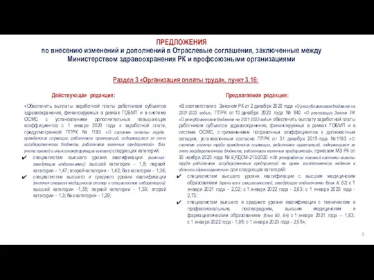 5 Предлагаемая редакция: «В соответствии с Законом РК от 2 декабря