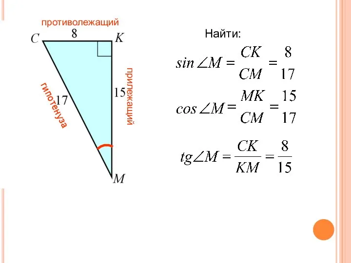 противолежащий прилежащий гипотенуза