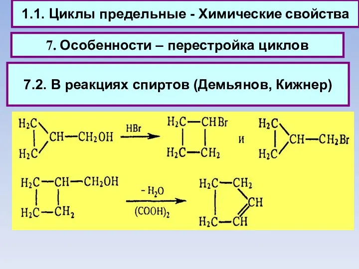 1.1. Циклы предельные - Химические свойства 7. Особенности – перестройка циклов