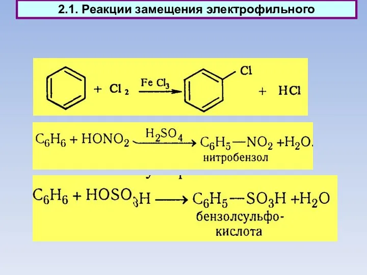 2.1. Реакции замещения электрофильного