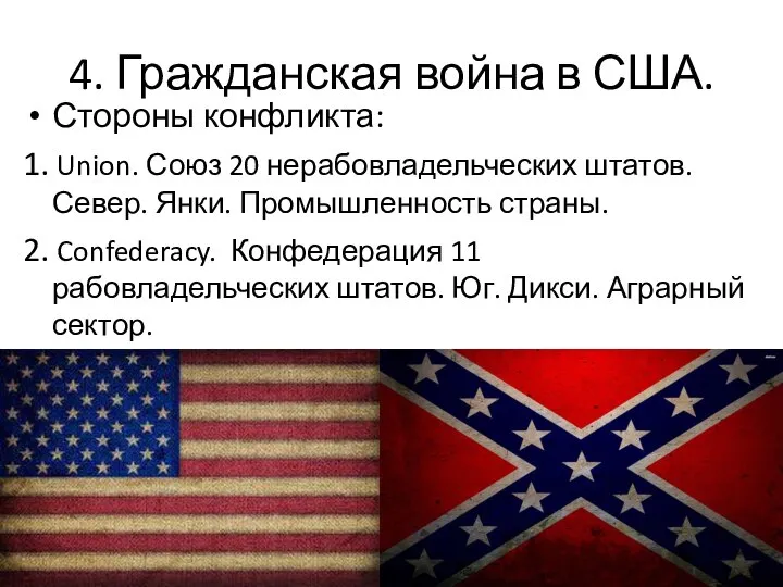 4. Гражданская война в США. Стороны конфликта: 1. Union. Союз 20