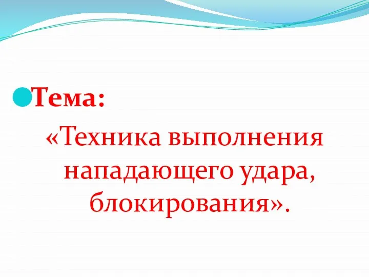 Тема: «Техника выполнения нападающего удара, блокирования».