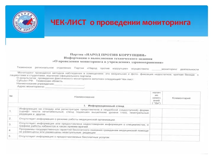 ЧЕК-ЛИСТ о проведении мониторинга