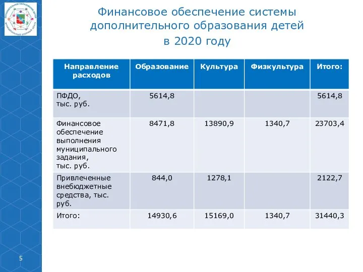 Финансовое обеспечение системы дополнительного образования детей в 2020 году