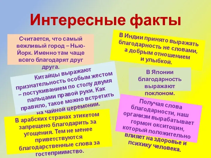 Интересные факты Считается, что самый вежливый город – Нью-Йорк. Именно там