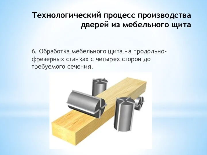 Технологический процесс производства дверей из мебельного щита 6. Обработка мебельного щита