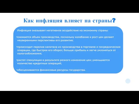 Как инфляция влияет на страны? Инфляция оказывает негативное воздействие на экономику