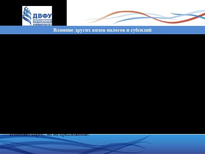 Влияние других видов налогов и субсидий 2. Субсидия 10 руб. за