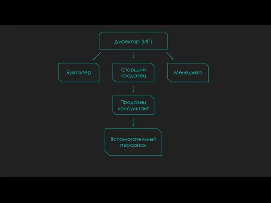 Директор (ИП) Бухгалтер Менеджер Старший продавец Продавец консультант Вспомогательный персонал