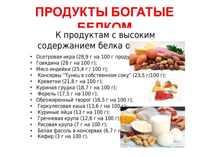 ПРОДУКТЫ БОГАТЫЕ БЕЛКОМ