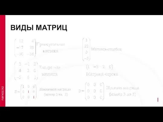 ВИДЫ МАТРИЦ