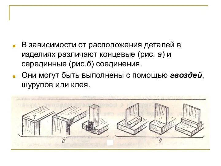 В зависимости от расположения деталей в изделиях различают концевые (рис. а)