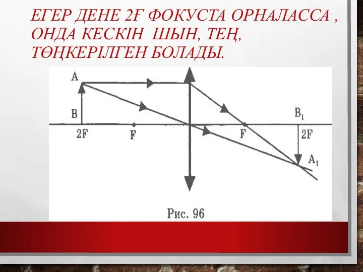 ЕГЕР ДЕНЕ 2Ғ ФОКУСТА ОРНАЛАССА , ОНДА КЕСКІН ШЫН, ТЕҢ, ТӨҢКЕРІЛГЕН БОЛАДЫ.