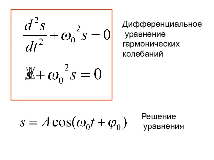 Дифференциальное уравнение гармонических колебаний Решение уравнения