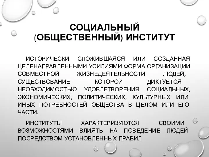 СОЦИАЛЬНЫЙ (ОБЩЕСТВЕННЫЙ) ИНСТИТУТ ИСТОРИЧЕСКИ СЛОЖИВШАЯСЯ ИЛИ СОЗДАННАЯ ЦЕЛЕНАПРАВЛЕННЫМИ УСИЛИЯМИ ФОРМА ОРГАНИЗАЦИИ