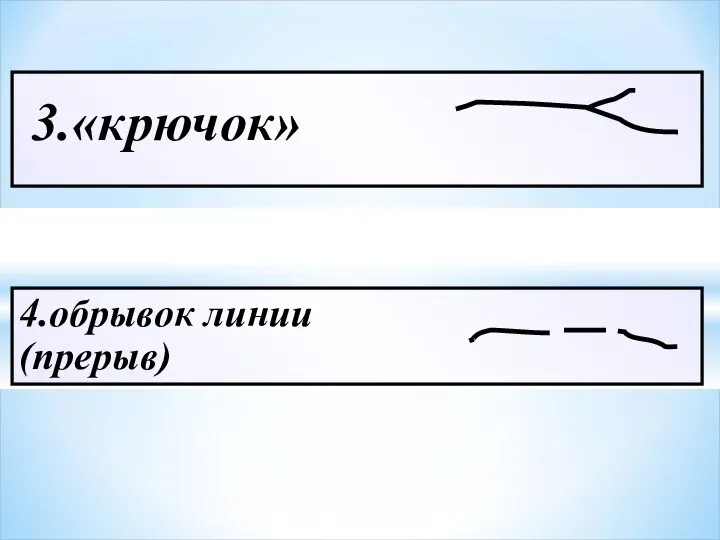 3.«крючок» 4.обрывок линии (прерыв)