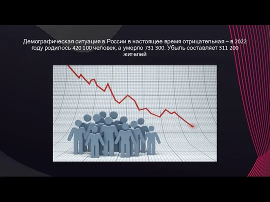 Демографическая ситуация в России в настоящее время отрицательная – в 2022