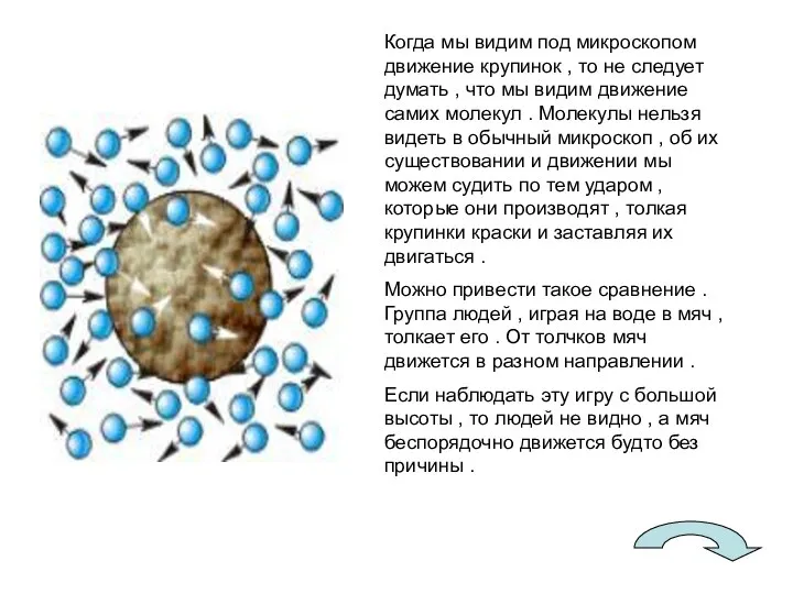 Когда мы видим под микроскопом движение крупинок , то не следует