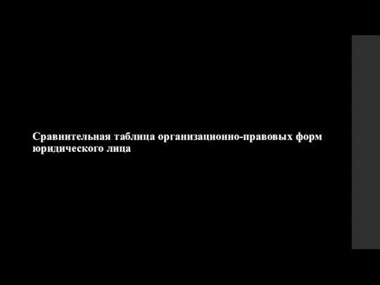 Сравнительная таблица организационно-правовых форм юридического лица