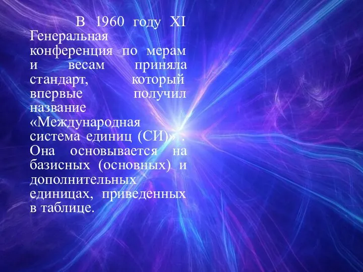 В 1960 году XI Генеральная конференция по мерам и весам приняла