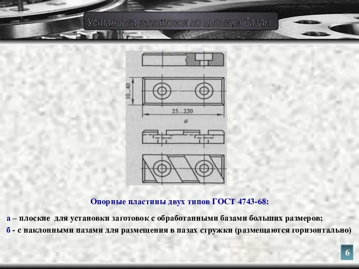 Опорные пластины двух типов ГОСТ 4743-68: а – плоские для установки