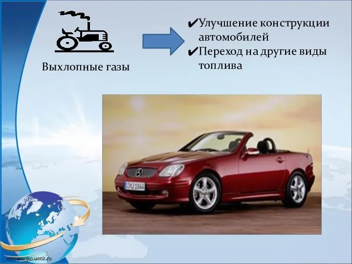 Выхлопные газы Улучшение конструкции автомобилей Переход на другие виды топлива