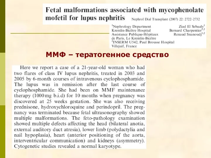 ММФ – тератогенное средство