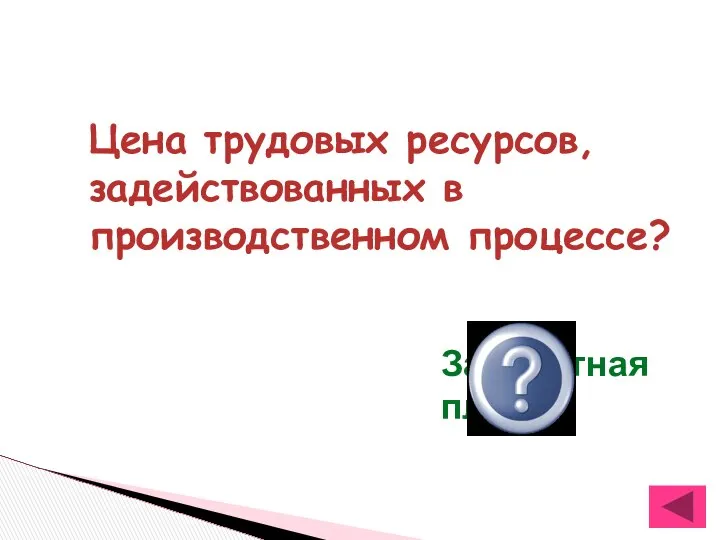 Цена трудовых ресурсов, задействованных в производственном процессе? Заработная плата