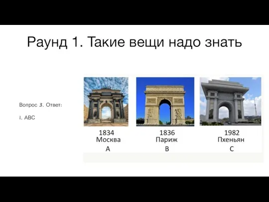 Раунд 1. Такие вещи надо знать Вопрос 3. Ответ: 1. АВС